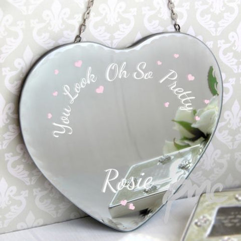 Personalised Oh So Pretty... Hanging Heart Mirror
