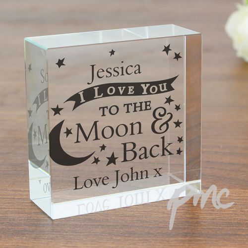 Personalised To the Moon and Back... Medium Crystal Token