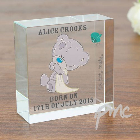 Personalised Tiny Tatty Teddy Medium Christening Crystal Token