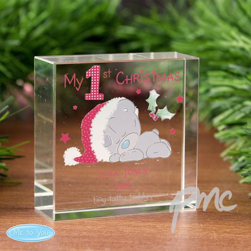 Personalised Me To You My 1st Christmas Medium Crystal Token