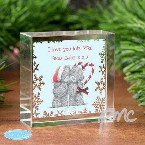 Personalised Me To You Christmas Couple Medium Crystal Token