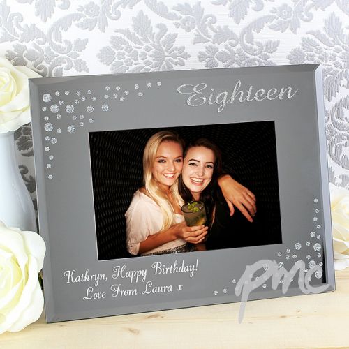 Personalised Eighteen Diamante 6x4 Glass Photo Frame