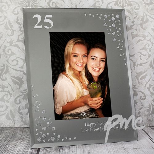 Personalised Big Age 4x6 Diamante Glass Photo Frame