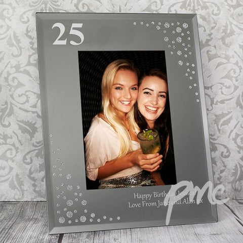 Personalised Big Age 4x6 Diamante Glass Photo Frame