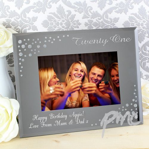 Personalised Twenty One Diamante 6x4 Glass Photo Frame