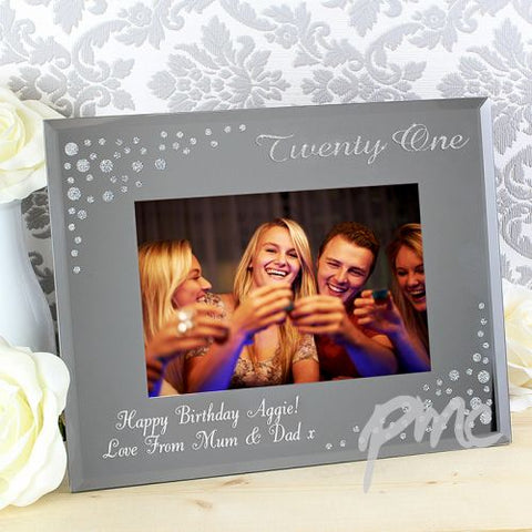 Personalised Twenty One Diamante 6x4 Glass Photo Frame
