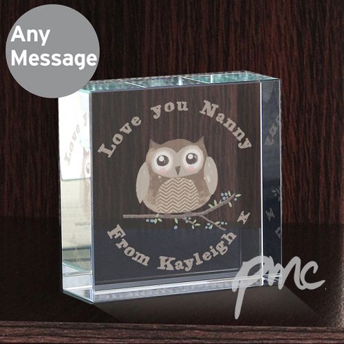 Personalised Woodland Owl Medium Crystal Tokens
