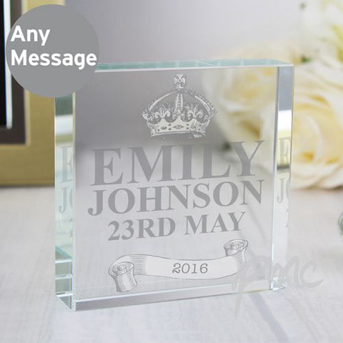 Personalised Royal Crown Large Crystal Token