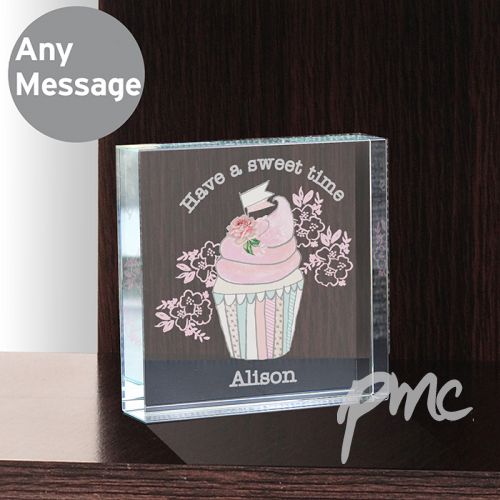 Personalised Vintage Pastel Cupcake Large Crystal Token