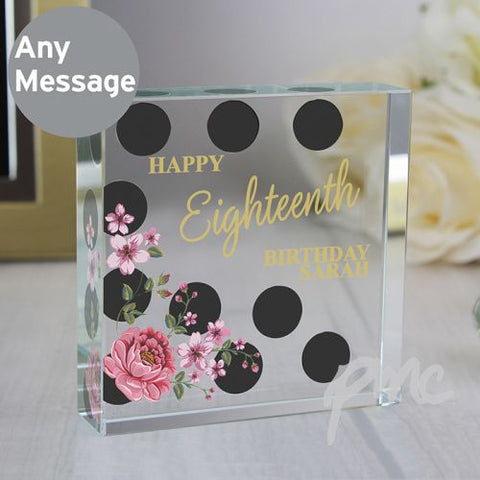 Personalised Floral Dot Large Crystal Token