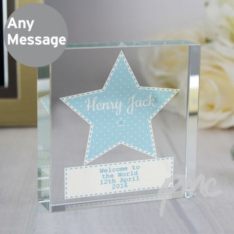 Personalised Stitch & Dot Baby Boy Large Crystal Token