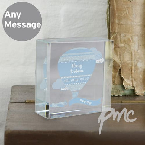 Personalised Up & Away Baby Boy Medium Crystal Token