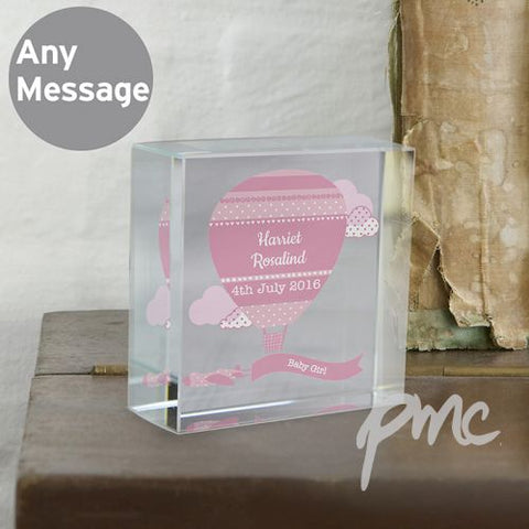 Personalised Up & Away Baby Girl Medium Crystal Token