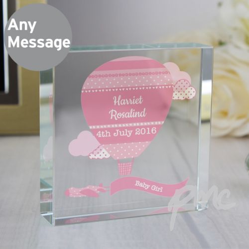 Personalised Up & Away Baby Girl Large Crystal Token