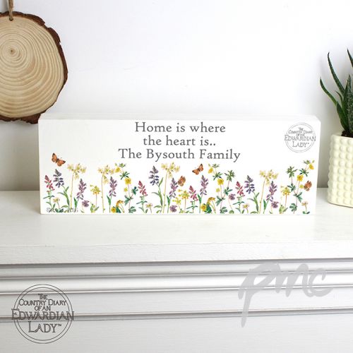 Personalised Country Diary Wild Flowers Wooden Block Sign