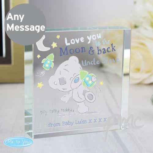 Personalised Tiny Tatty Teddy To the Moon & Back Large Crystal Token
