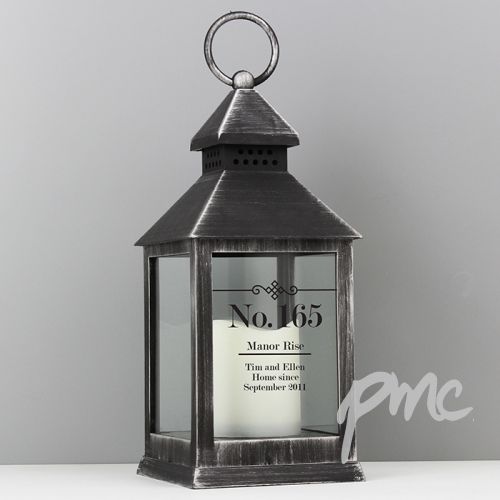 Personalised Elegant Diamond Rustic Black Lantern