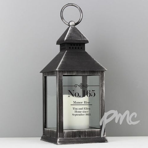Personalised Elegant Diamond Rustic Black Lantern