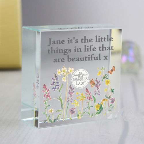 Personalised Country Diary Wild Flowers Medium Crystal Token