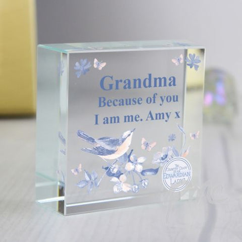 Personalised Country Diary Blue Blossom Medium Crystal Token