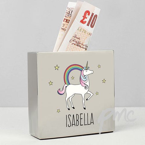 Personalised Unicorn Square Money Box