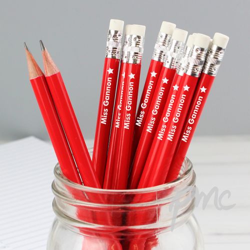 Personalised Star Motif Red Pencils
