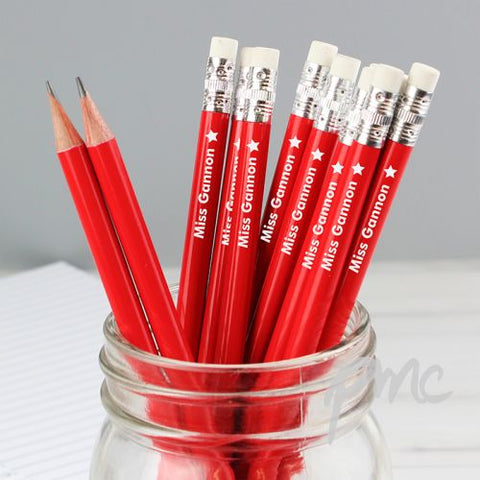 Personalised Star Motif Red Pencils