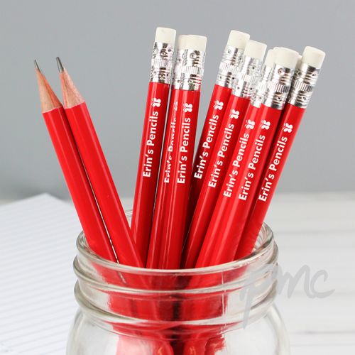 Personalised Butterfly Motif Red Pencils