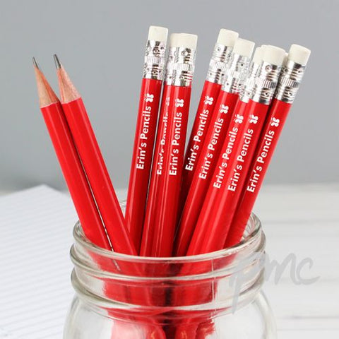 Personalised Butterfly Motif Red Pencils