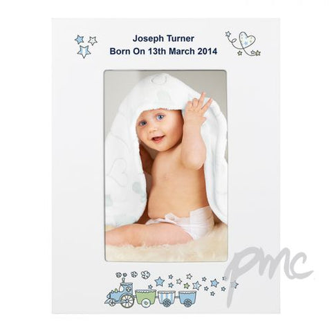 Personalised Whimsical Train White 4x6 Photo Frame