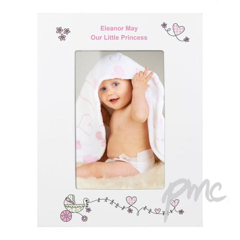 Personalised Whimsical Pram White 4x6 Photo Frame