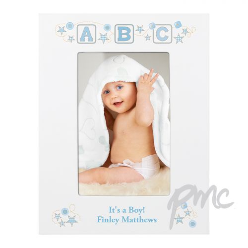 Personalised Blue ABC White 4x6 Photo Frame