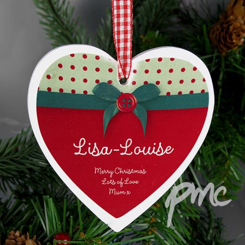 Personalised Ribbon Bow Wooden Heart Decoration
