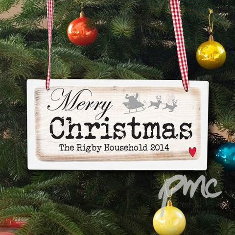 Personalised Merry Christmas Wooden Sign