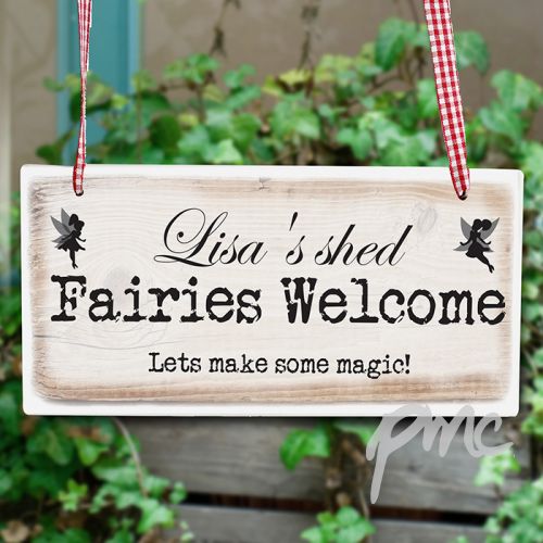 Personalised Fairies Welcome Wooden Sign