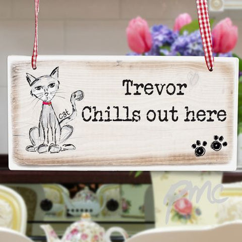 Personalised Cat Wooden Sign