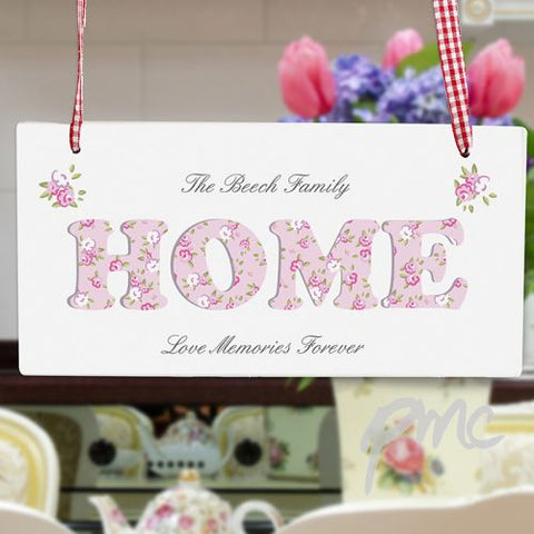 Personalised Floral Design Home Wooden Sign