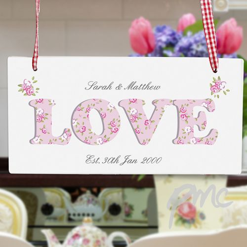 Personalised Floral Design Love Wooden Sign