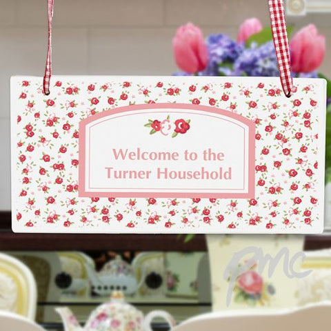 Personalised Vintage Floral Wooden Sign