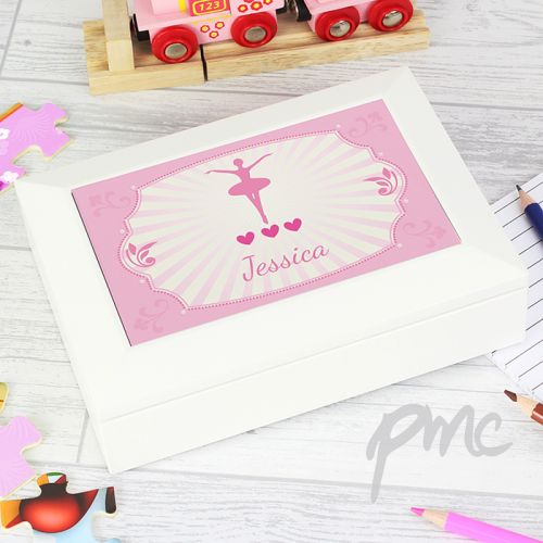 Personalised Ballerina White Jewellery Box