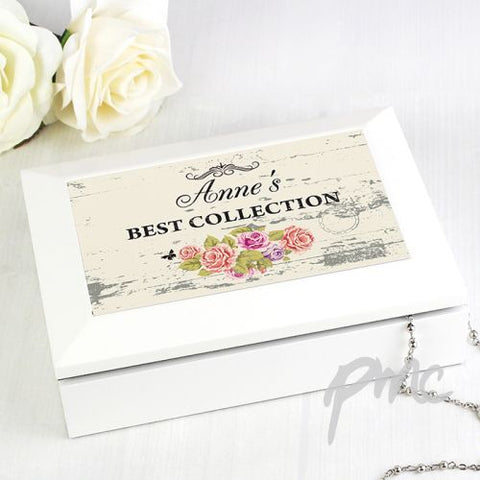 Personalised Shabby Chic White Jewellery Box