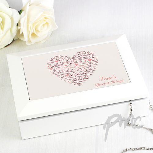 Personalised I Love You White Jewellery Box