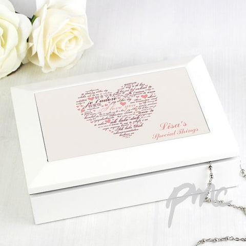 Personalised I Love You White Jewellery Box
