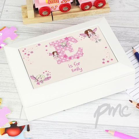 Personalised Fairy Letter White Jewellery Box