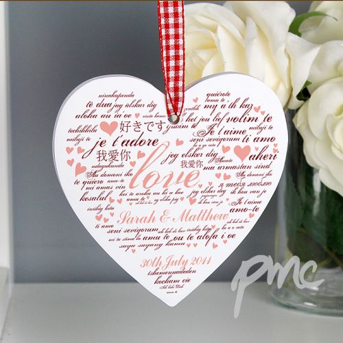 Personalised I Love You Wooden Heart Decoration