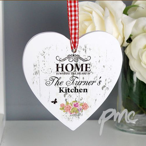 Personalised Shabby Chic Wooden Heart Decoration