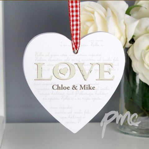Personalised LOVE Wooden Heart Decoration