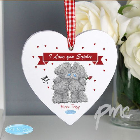 Personalised Me to You Couple Wooden Heart Decoration