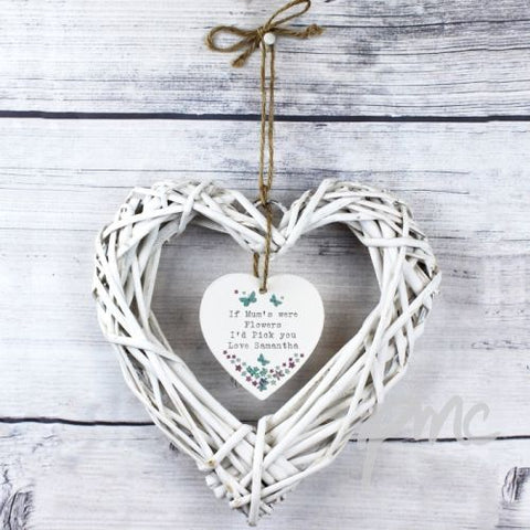 Personalised Forget Me Not Wicker Heart Decoration