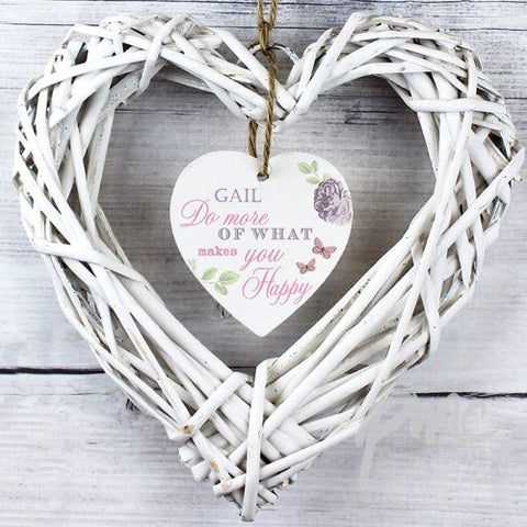 Personalised Secret Garden Wicker Heart Decoration